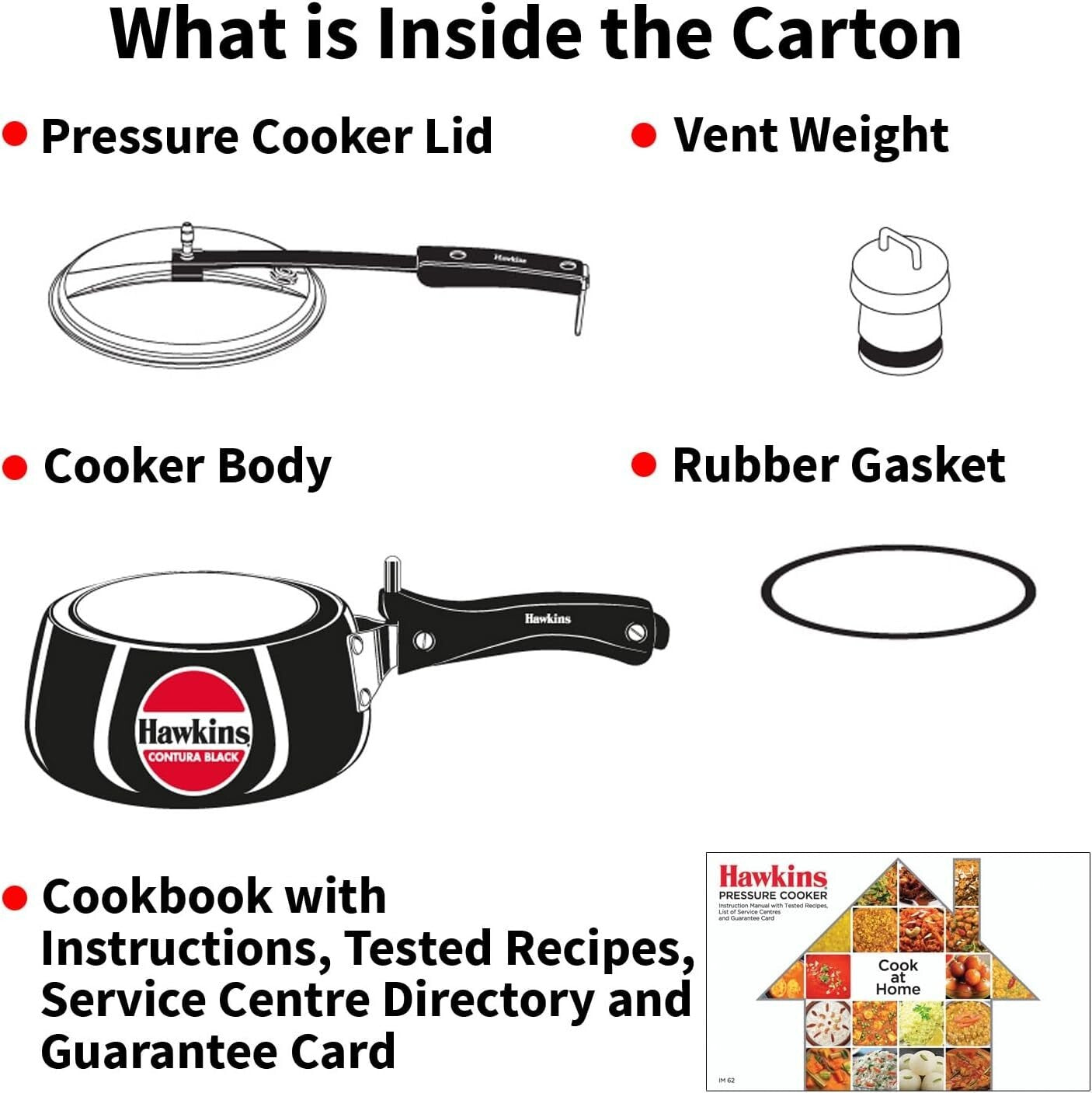 Hawkins Contura Pressure Cooker, 1.5 Litre Capacity, Black  Free Shipping